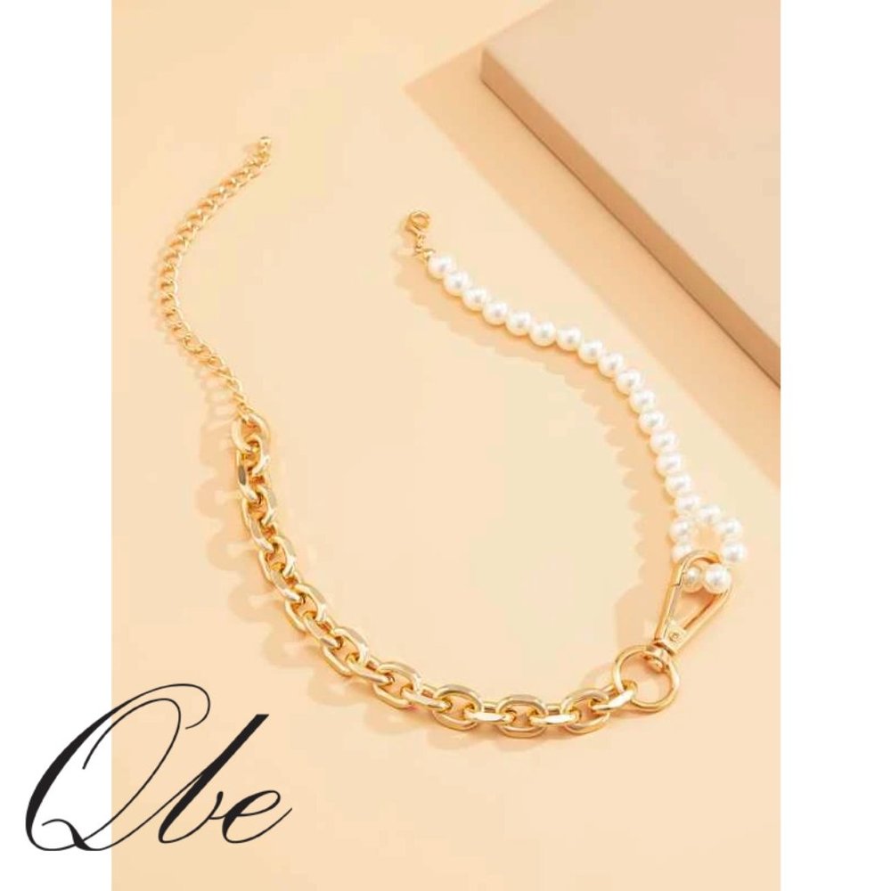Qbe 2 pcs Faux Pearl Decor Necklace